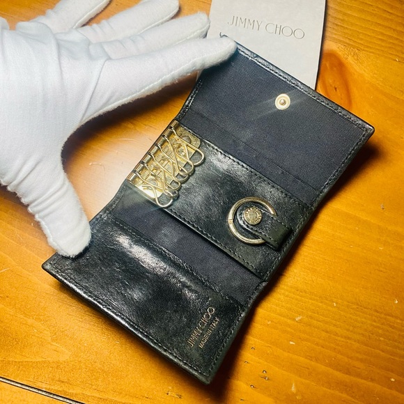 EUC Jimmy Choo Starred Studded Black Neptune Leather 6 Key Ring Case - Picture 13 of 17